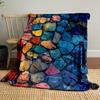 Colorful Cracked Stone-like Shapes Arranged In a Mosaic-like Pattern. for All Seasons Blanket Lunch Break Throw Gift