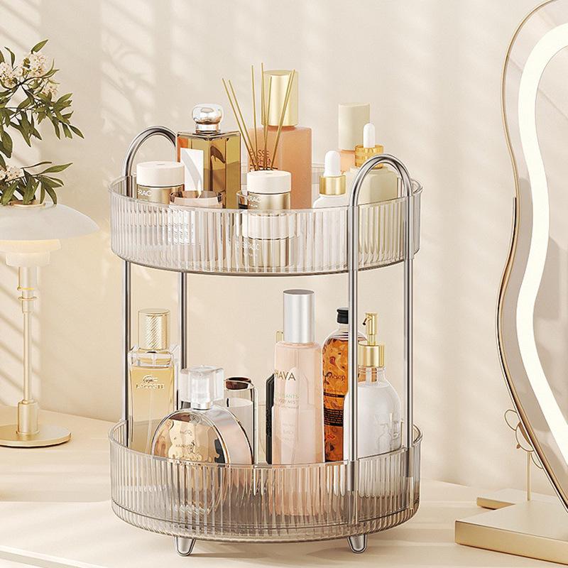 Transparent Rotating Cosmetic Storage Rack for Bathroom & Dressing Table