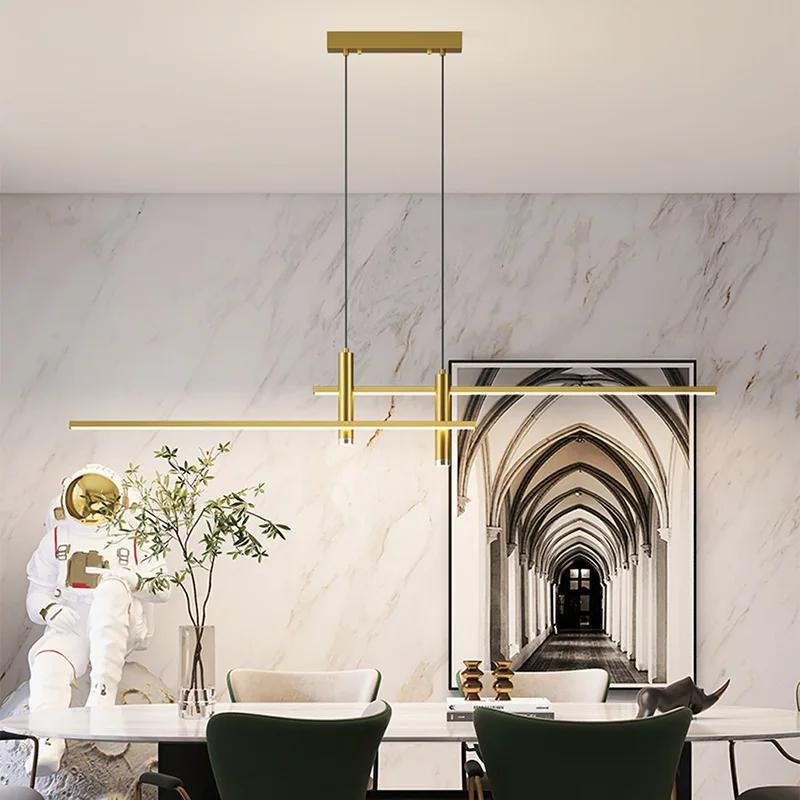 Modern LED Chandelier Dimmable Dining Table Kitchen Minimalist Black Gold Pendant Lamps Home Decor Lighting Lusters Fixture