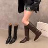 Ruodan! Spitze braune Maillard Mid-Tube Ritterstiefel Damenschuhe 2025 neue Frühling Herbst Winterstiefel