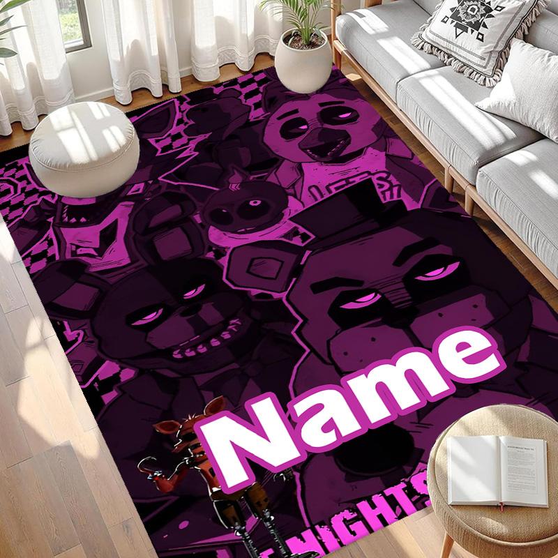Custom Name Personalized Five Nights at Freddy's Print Carpet, Versatile Home Decor Rug, for Playroom, Apartment, Balcony, Entryway, Hallway Gift