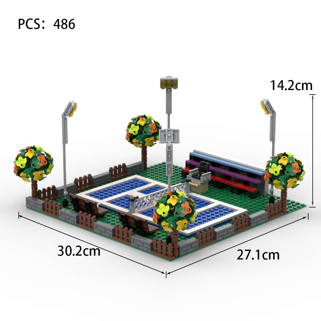 

MOC Tennis Court Small Building Blocks Sports Square Venues Scene Model DIY Collectible Assembly Bricks Ornament Toys Boys Gifts
