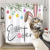 Easter Cat Eggs Shower Curtain Whimsical Tabby Bunny Ears Design Polyester Bath Decor with 12 Hooks Funny Easter Decor