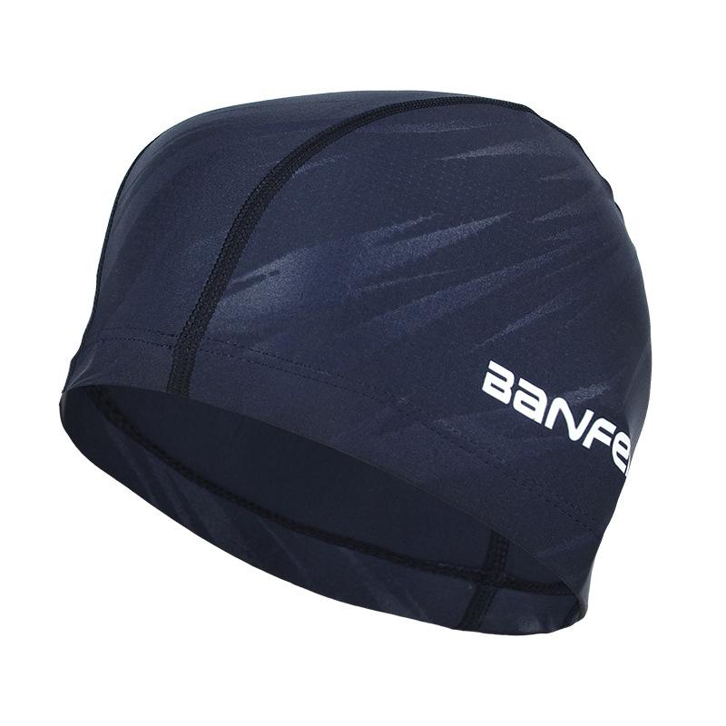 Lightning Pattern Water-Repellent Nylon Swim Cap - High Elasticity, Comfortable Fit, Shark Design, Non-Constricting темно-синий