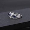 GB 0,65 ct natürlicher blauer Saphir-Ring, 925er-Sterlingsilber, schicker, klassischer, ovaler Edelstein-Ring für Damen, edler Schmuck