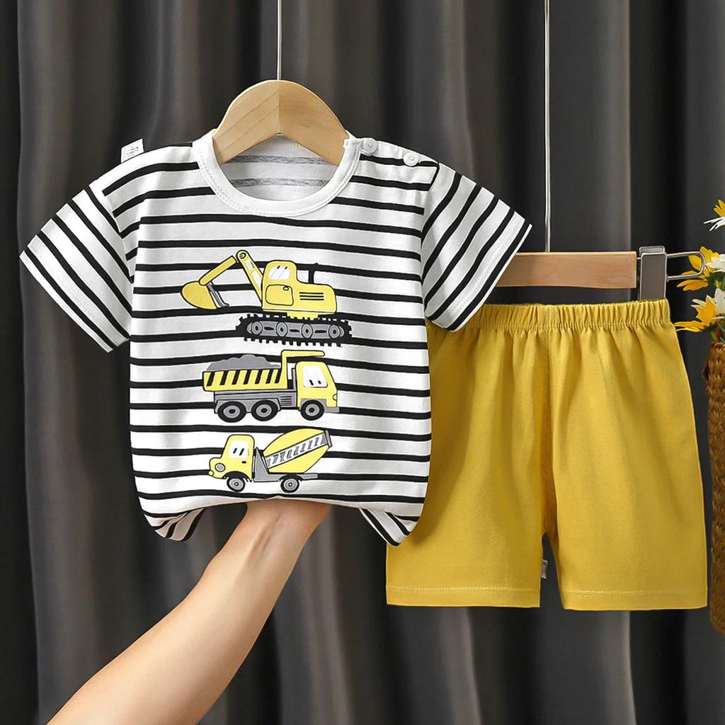 T-Shirts Bequeme Shorts Polyester Lässig Tägliche Kleidung Für Mädchen Set Baby Sommer Outfits Cartoon Jungen Kurzarm