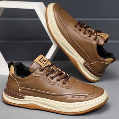Men's Shoes Spring New Leather Waterproof Casual Shoes Men's Outdoor Fashion Platform Lightweight Sports Shoes