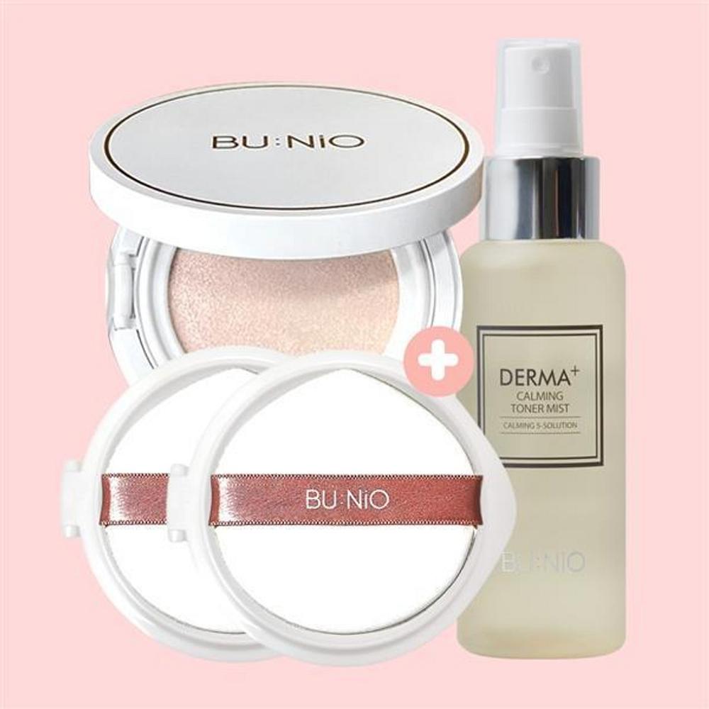 bunio Calming Cool Tone-Up Sun Cushion BIG (1 main product + 2 refills) + Toner Mist 100ml