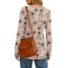 Women's Fashionable Vintage Floral Print Round Neck Long-sleeved Top
