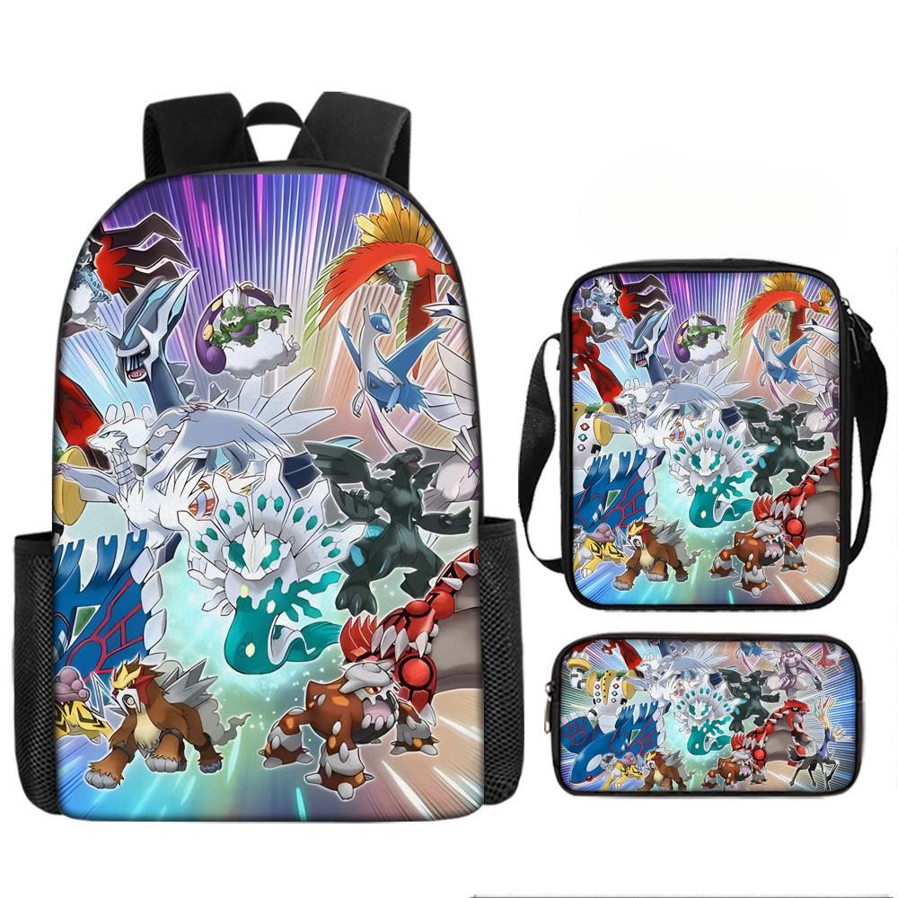 Pokémon Printed Cartoon Backpack Children Schoolbag Shoulder Bag Pencil Bag