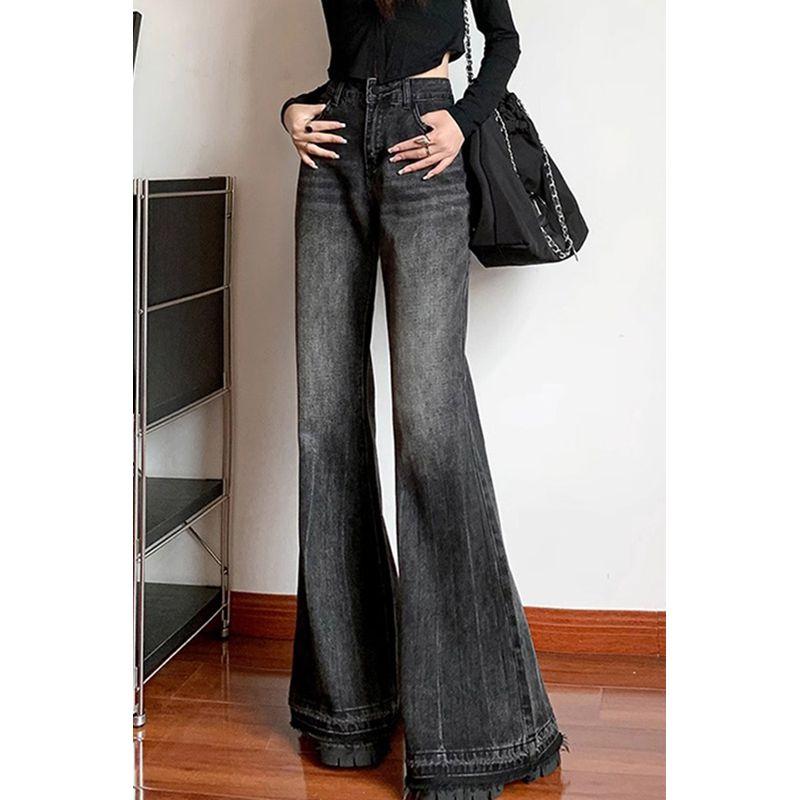 mm American Retro Frayed Edge Mala Horseshoe Denim Charcoal Gray, Extended Length S