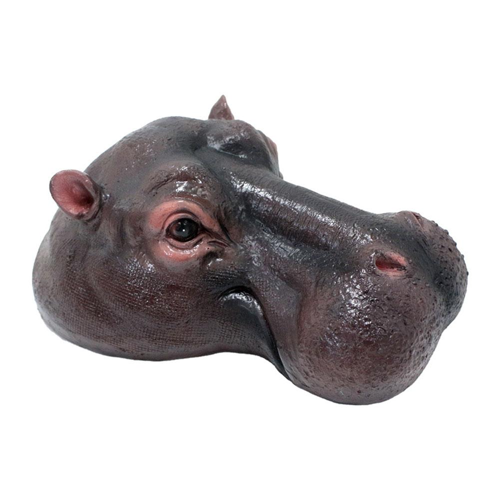 Funny Floating Hippopotamus Ornaments Resin Lifelike Pond Floating Hippopotamus Head Animal Figurines Decoration