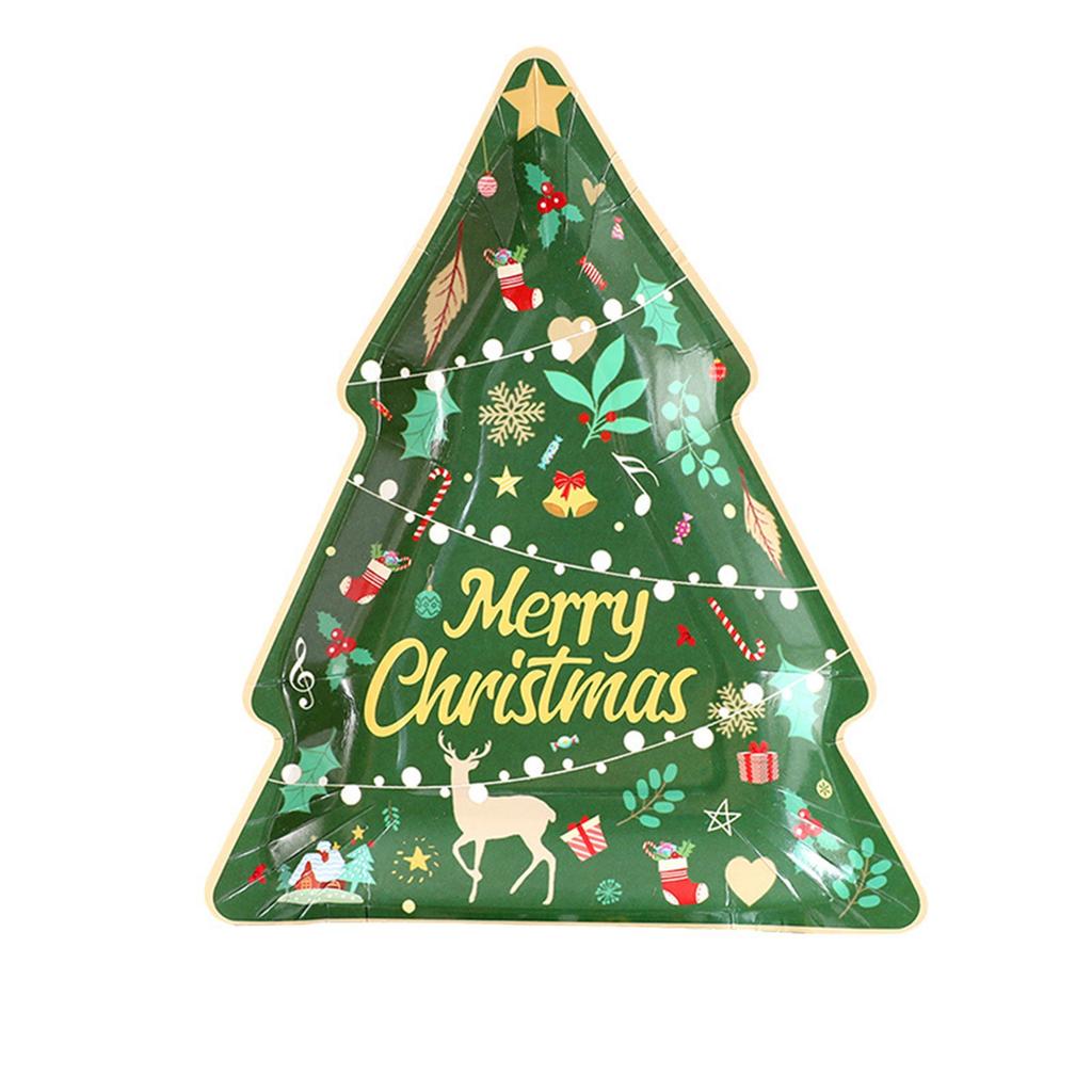 Christmas Table Decorations Christmas Disposable Christmas Tree Paper Plate Rectangular For Merry Christmas Party Supplies