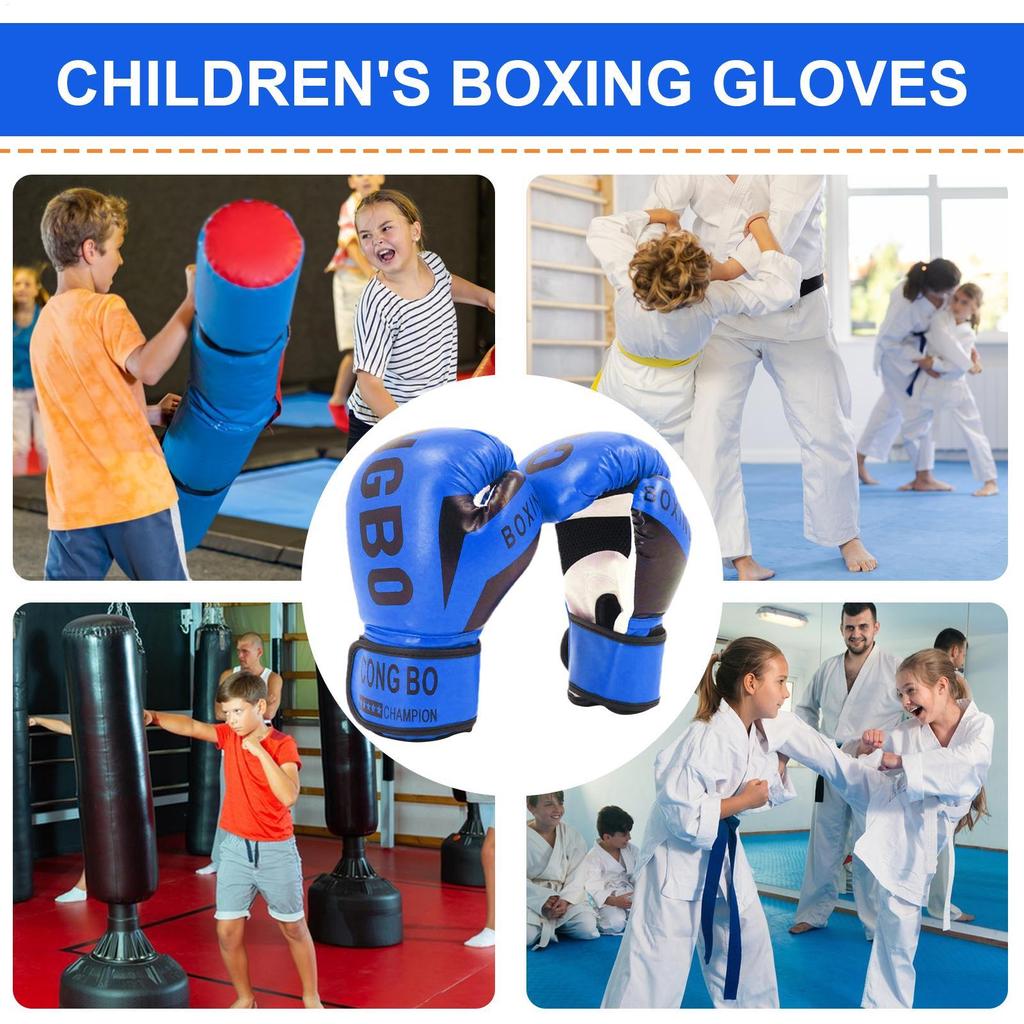 Kids Boxing Gloves Punching Mitts with Hand Wraps Gym Training Gloves for Children Sparring Workout Exercise Hand Protector
