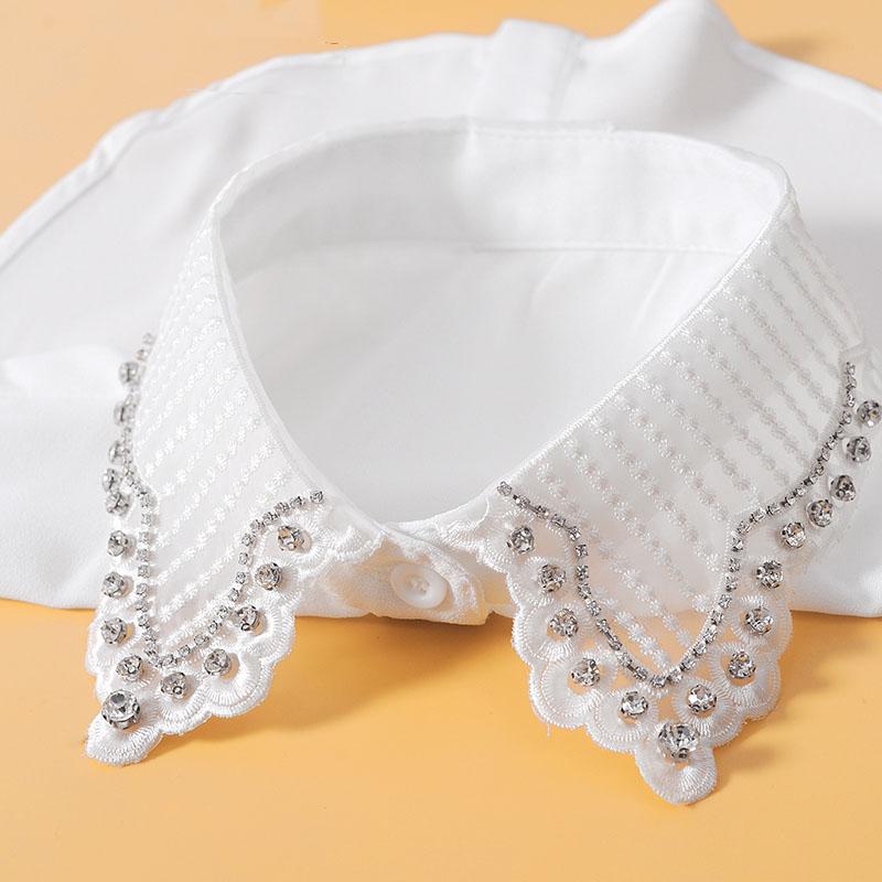 Vintage White False Collar With Beads Diamond Fake Collar Women Black Lace Detachable Collars Nep Kraagie Clothing accessories