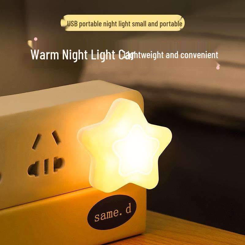 Heart-Shaped LED USB Night Light with Power Bank - White, Warm, Blue, Pink for Bedroom or Dorm Table 
