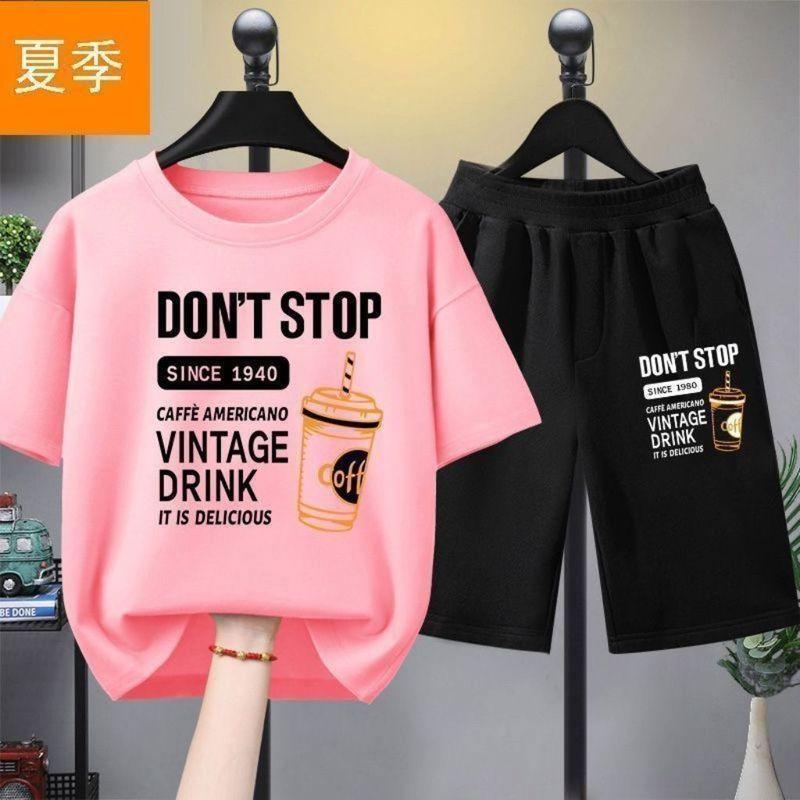 Boys' Summer Set Loose Children's Clothing Printed Fashion Two piece Set