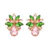 Boucles d'oreilles à clous en alliage tempérament élégant Mode diamant coloré fleur boucles d'oreilles personnalisées pour femmes PD2067