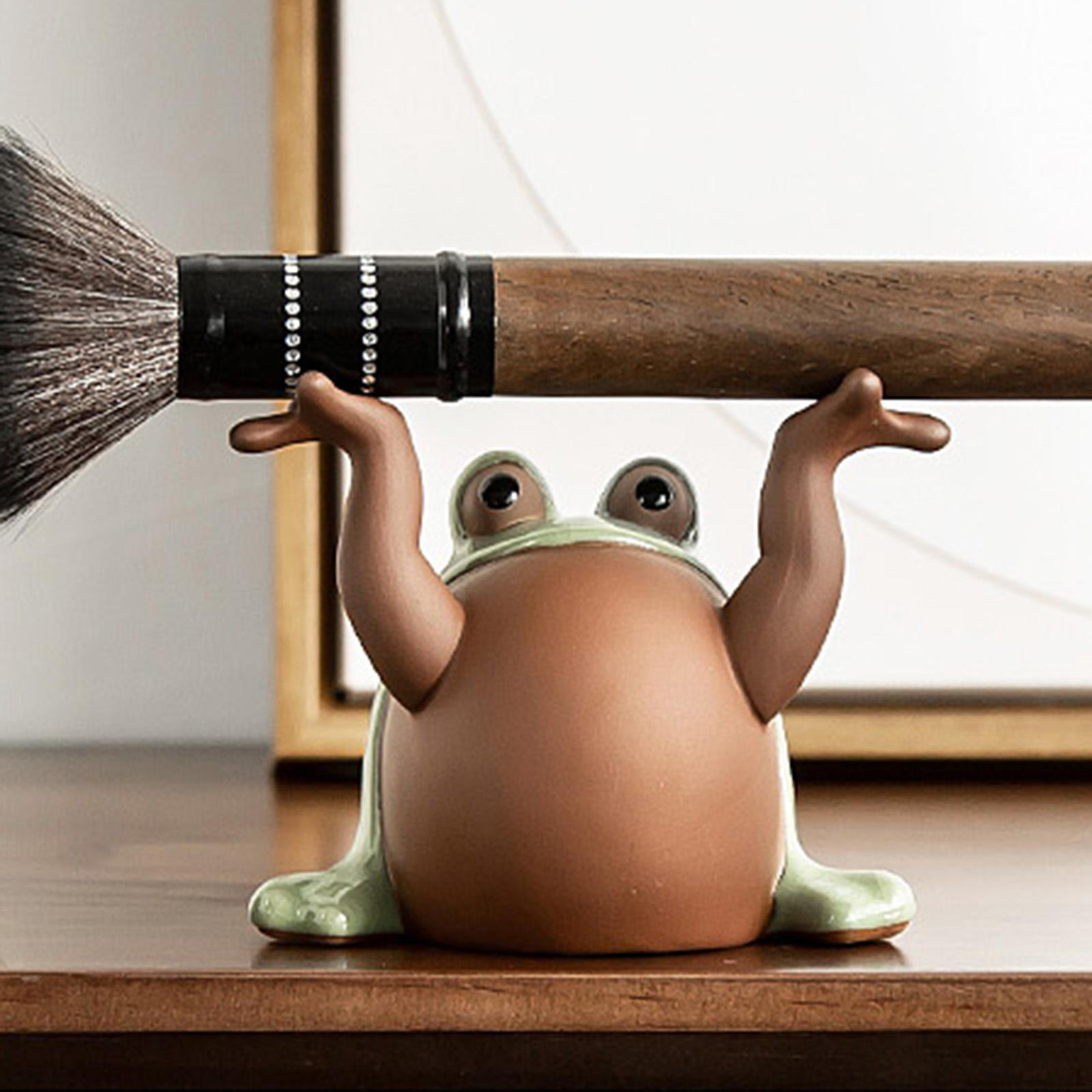 

Керамічна статуетка жаби для чайної церемонії Подарунок для закоханих Прикраса Мікро-ландшафт Мініатюрна фігурка Скульптура 10x6x8.5cm