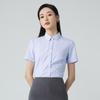 Women's Elastic Non-Iron Blue Striped Short Sleeve Office Shirt