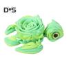 3D Printed Rose Turtle Figurine Movable Joints Flower Sea Tortoise Figure Articulated Animal Model Toy Home Office Bookshelf Desktop Decoration