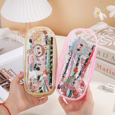 Cartoon dreidimensionales Federmäppchen, hochwertiger großer Aufbewahrungsbeutel für Schreibwaren für Schüler, transparentes Wind-Federmäppchen