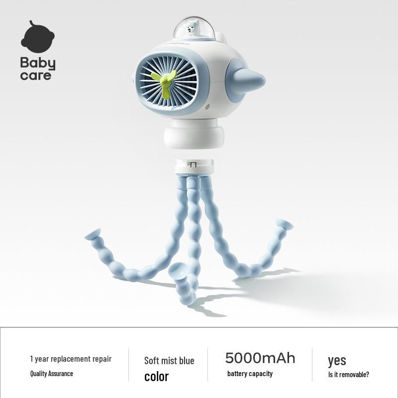 

Babycare Octopus Mini Stroller Fan for Kids, USB Rechargeable with Adjustable Legs - Versatile and Safe for Food Preparation or Decoration. 5000mAh