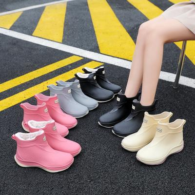 New Rain Shoes Women's Non-slip Short Tube Waterproof Shoes Fashionable Adult Outdoor Kitchen Work Shoes Short Rubber Shoes