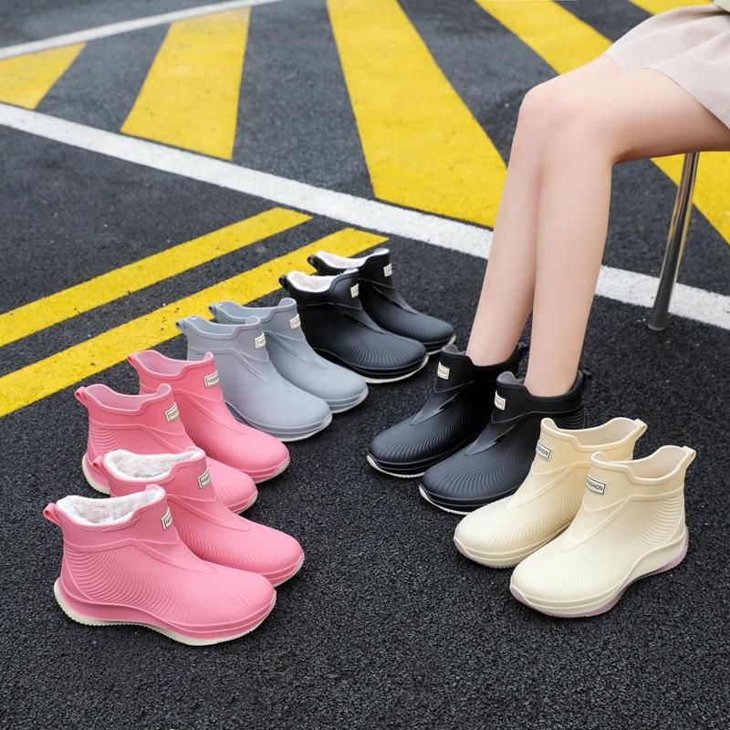 New rain shoes women's non-slip short tube waterproof shoes fashionable adult outdoor kitchen work shoes short rubber shoes
