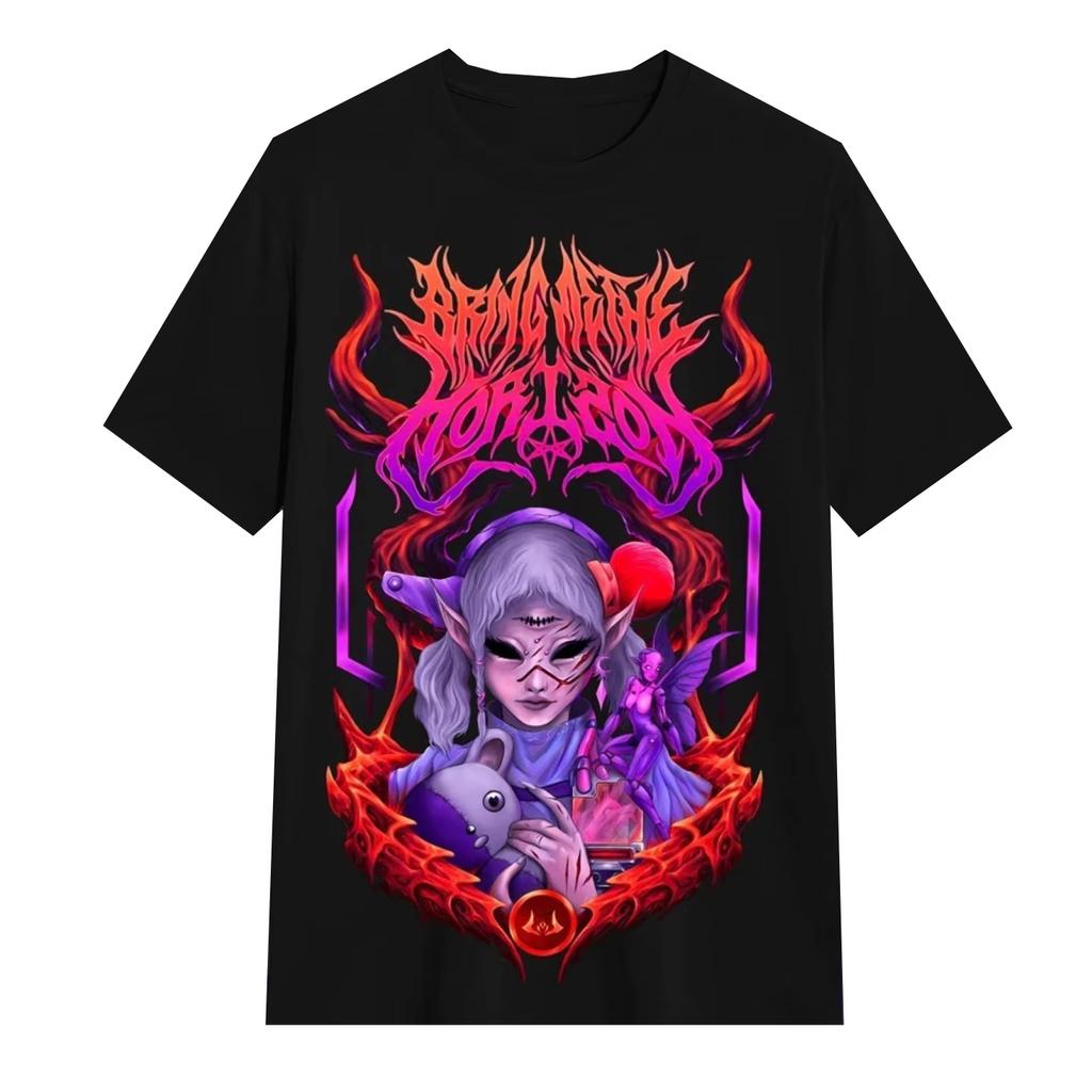 2026 Summer Fashion Trendy Tee Bring Me The Horizon Black Metal Casual T-Shirt Men's and Women's Band Top Loose Cozy and Versatile