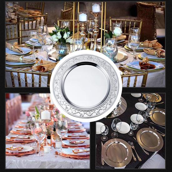 Stackable Dinner Plate Mirror Polish Stainless Steel Western Steak Serving Dish Kitchen Gadget