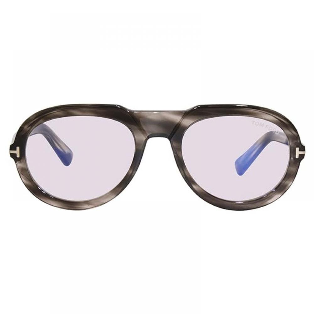 Tom Ford Eyeglasses Aviator Full Rim  Shiny Dark Havana Frame And Clear Demo Lenses Lens Ft5756 B052 Brown