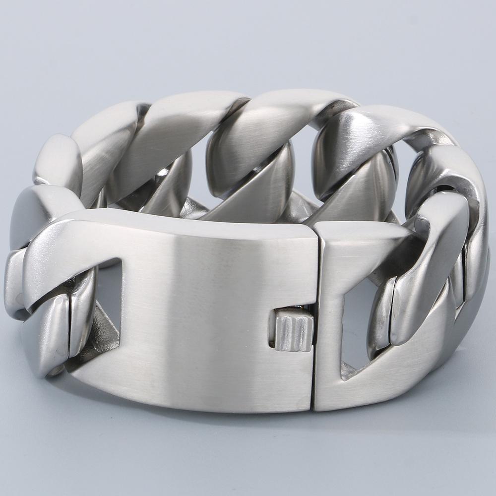 

Тяжелый Массивный Мужской Браслет Цепь Панцирная Кубинская 31 мм шириной Мужские Ювелирные Изделия Матовая Нержавеющая Сталь 5 Цветов 23CM старый серебряный