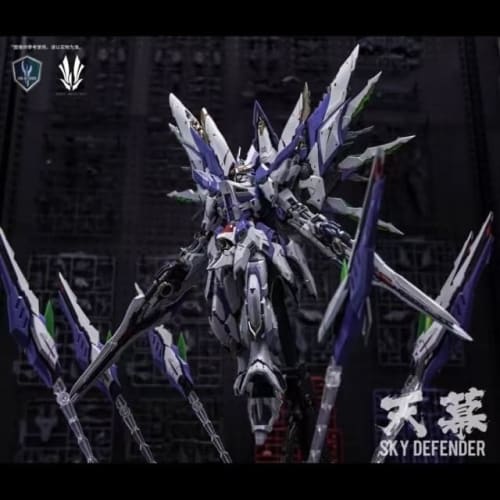 SKY DEFENDER Tent, 1/72 Scale, Pre-painted, Movable Plastic Model Kit with Alloy Frame and Plastic Robot Figure