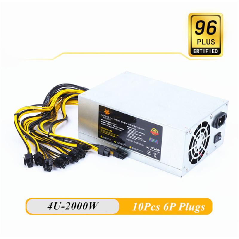 2000W Mining Machine Power Supply 10*PCI 6 Pin ATX 12V 2.31 180-240V 12A 50Hz