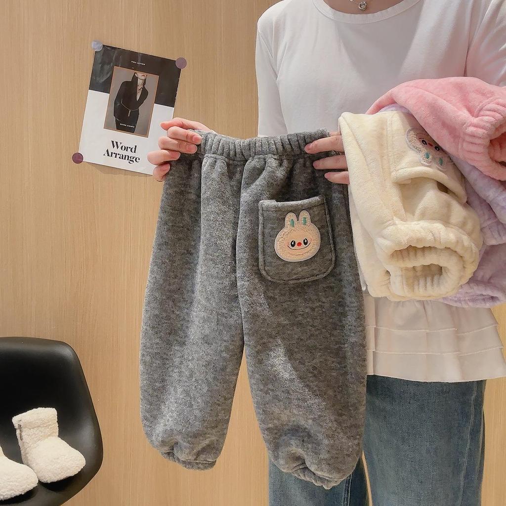 Koala Fleece Winter Colorful Girls' One-Piece Thickened Cashmere Silk Warm Long Pants