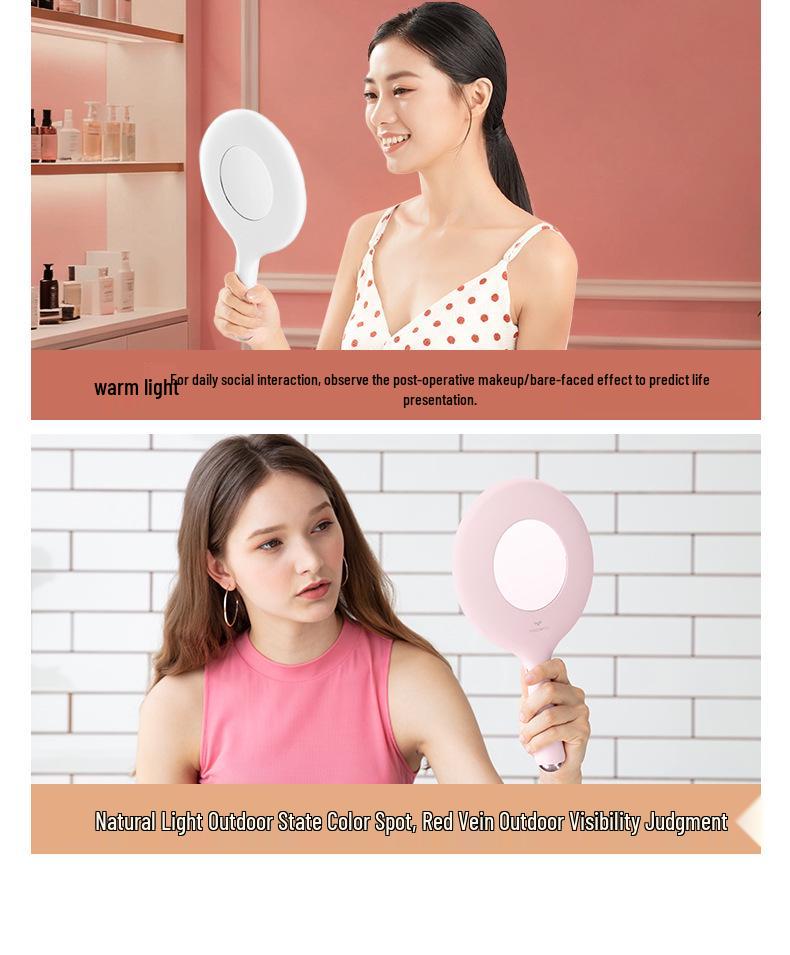 Feise Durable Handheld Vanity Mirror with LED Light