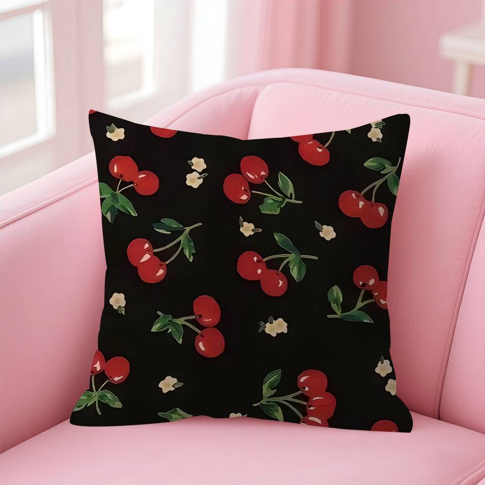 Red Cherry Fruit Creative Personalized Pillow Cover Kids Bedroom Wild Party Decor Pillowcase Kid Birthday Shower Gift