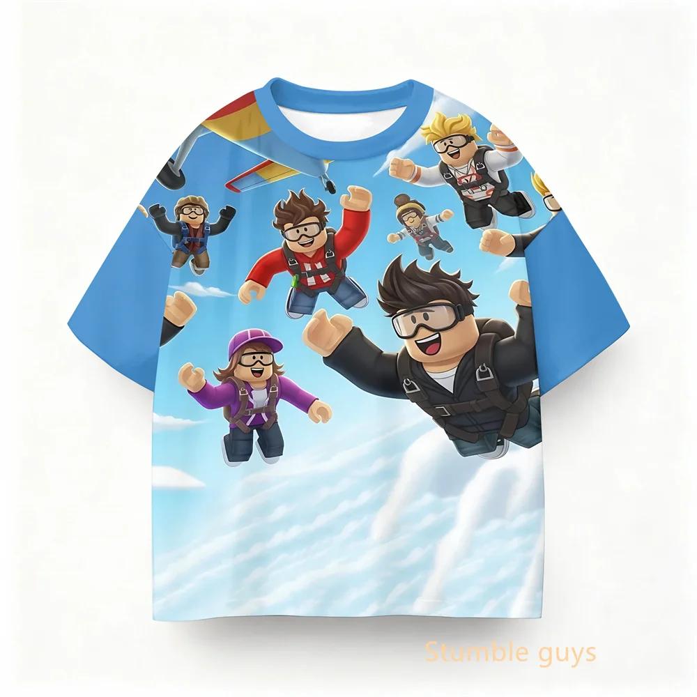 Summer Children Roblox T-shirt Boys Clothes Girls Anime Game Short Sleeve