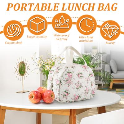 Lunch Bag Thermal Insulated Bento Bag Portable Cotton Cloth Food Picnic Lunch Bento Box Bag for Work School Travel