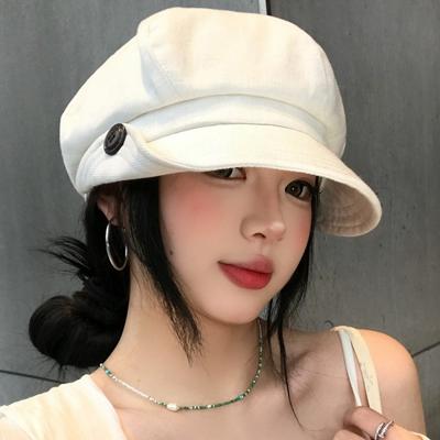 Spring And Summer New Products, Curled Button Octagonal Beret, Women'S Versatile High-End Sense Of Face, Little Painter Hat