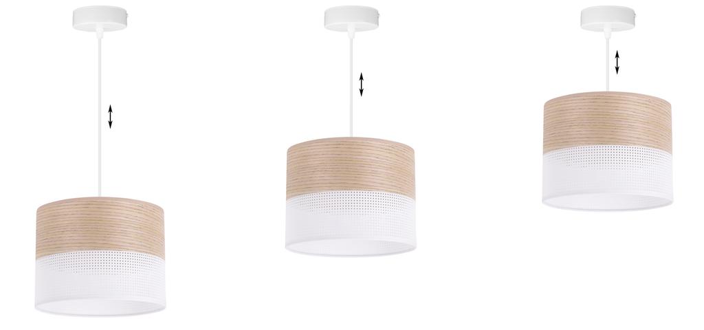 Single Hanging Lamp Classic Oak Veneer Lampshade 20Cm