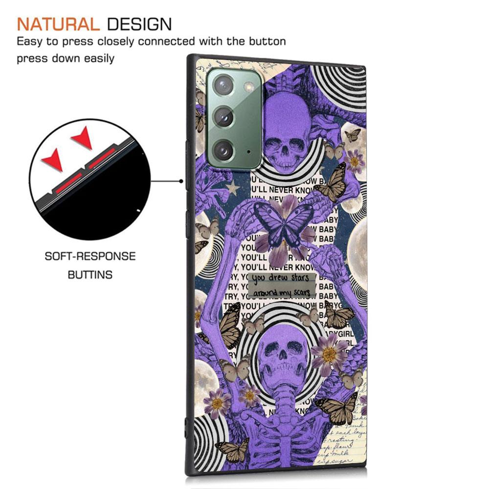 Retro Skull Butterfly Case for Samsung Galaxy Note 20 Ultra 10 Lite 9 8 A53 A52 S23 S22 S21 S20 Plus Silicone Black Phone Cover