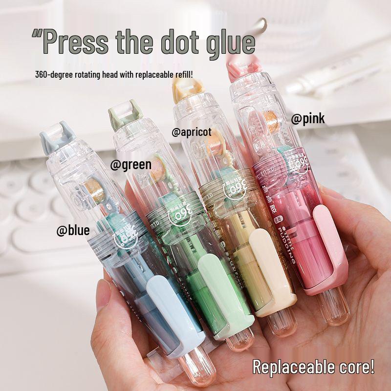 Press-on Dot Glue: Longli Correction Tape Style, Double-Sided Cute Small Strong Glue Stick.