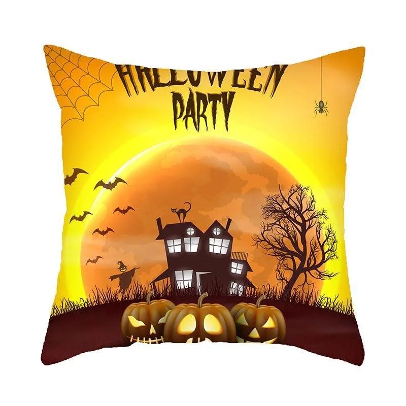 Halloween Atmosphere Pumpkin Head Castle Cushion Cover Suitable for Home Party Living Room Sofa Room Decoration Pillow Cover