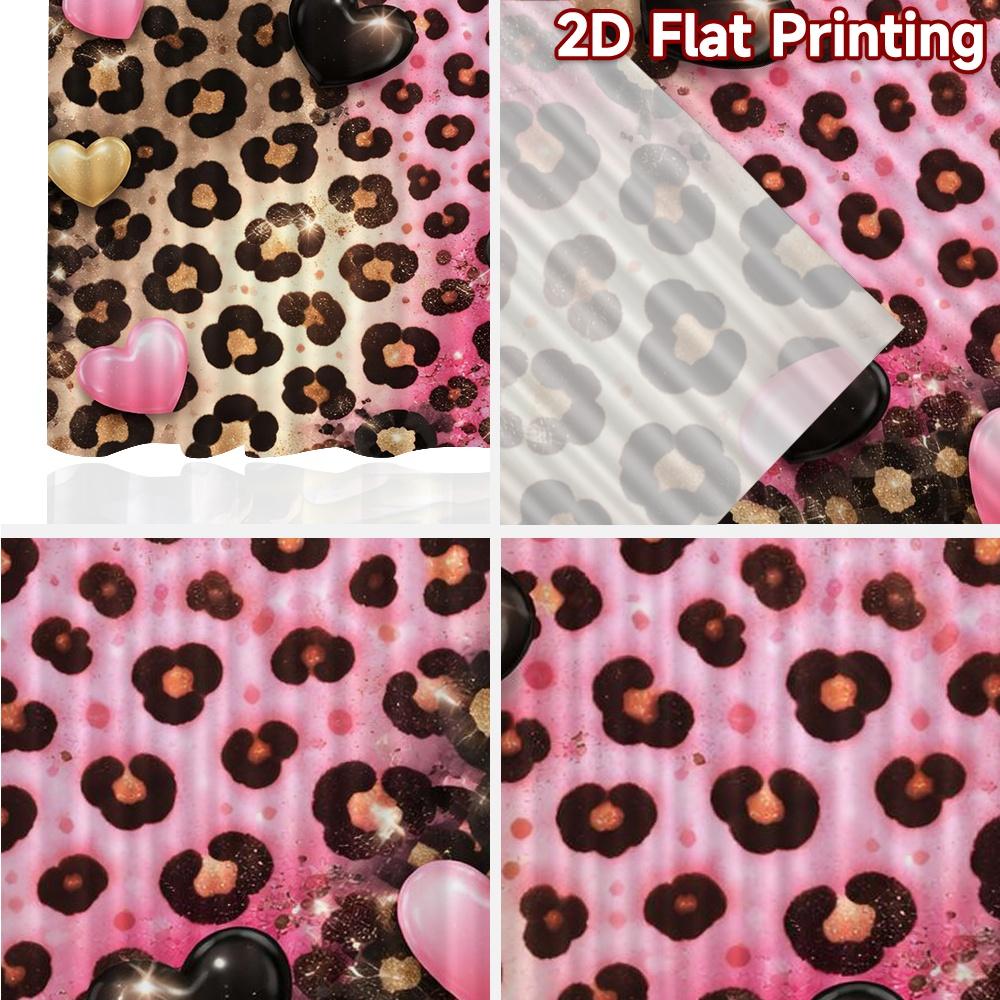 2D FLAT PRINTING 2pcs Curtains (Without Rod) Valentine's Hearts and Leopard Modern Window Curtain Durable Polyester Curtains