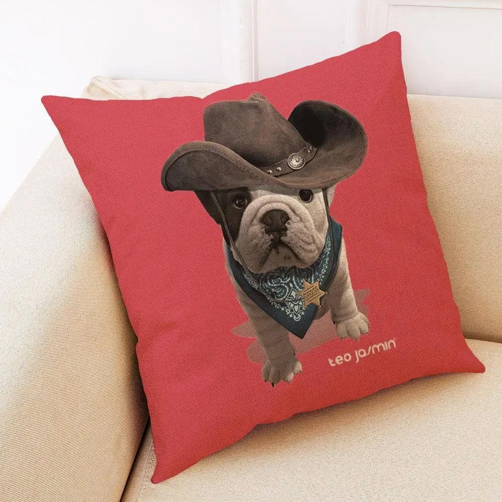 Office Living Room Home Pillowcase Bulldog Pattern Pillowcase Car Ornaments