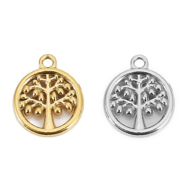 5pcs Never Fade PVD Stainless Steel Earrings Charms Lot Necklace Pendants Tree Charms for DIY Bracelet Findings Jewelry Making