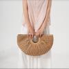 Half Moon Lafite Straw Bag Handmade Grass Woven Bag Sweet Summer Beach Handbag  Beach