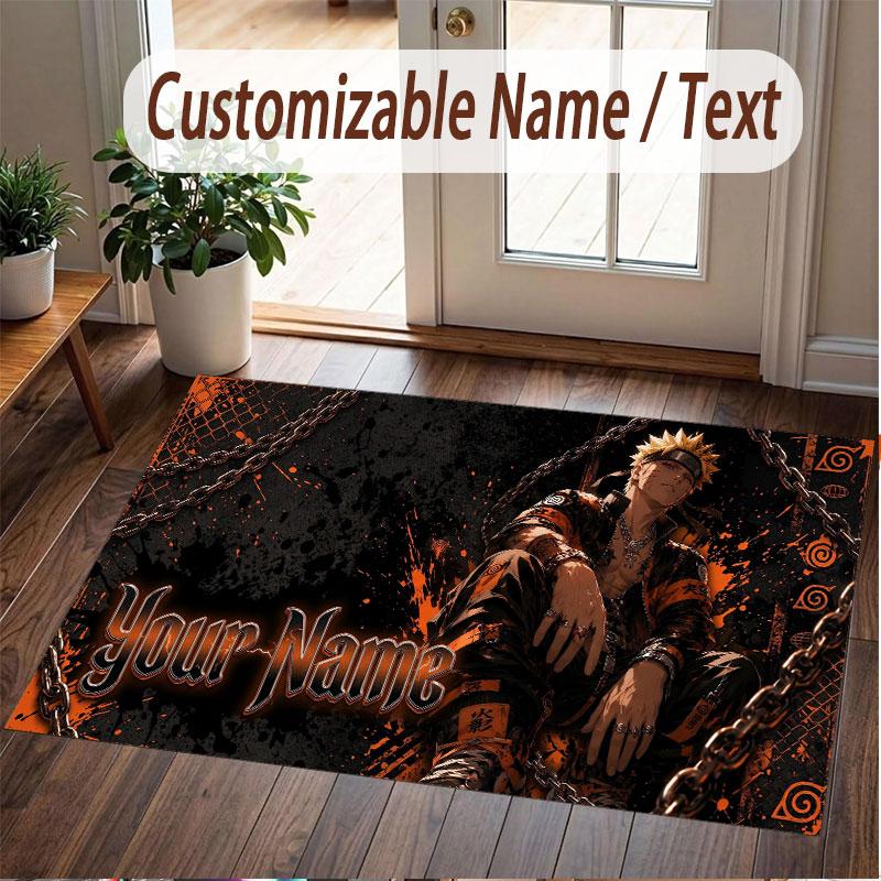 Custom Name Crystal Velvet Rug,Naruto Comfortable Anti Slip Floor Mat For Room Decoration